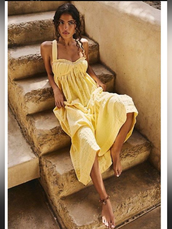 Free People Dresses & Skirts - NWOT Free People Est Poppy Midi Dress in Yellow ☀️